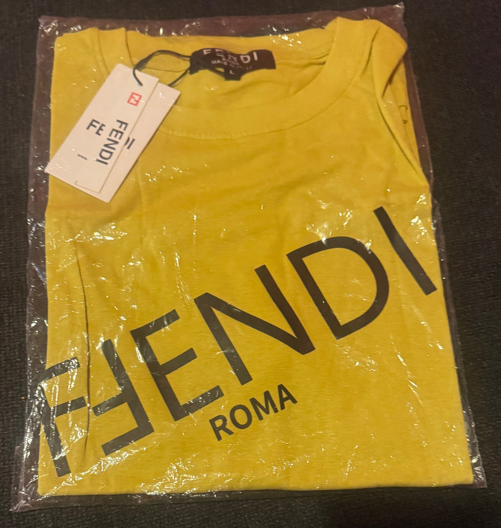 Luxury-Inspired Yellow Logo T-Shirt – Unisex Streetwear