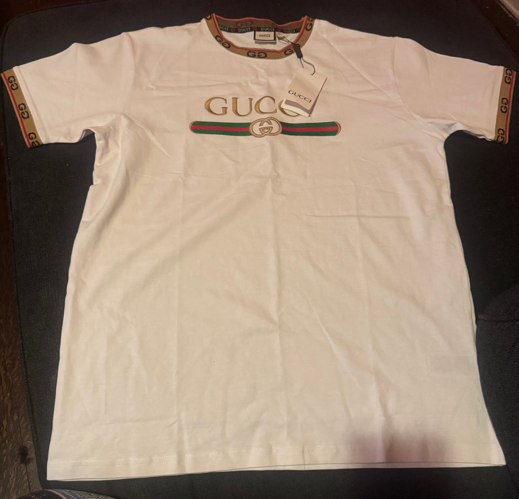 Designer-Inspired White Logo T-Shirt – Unisex Streetwear